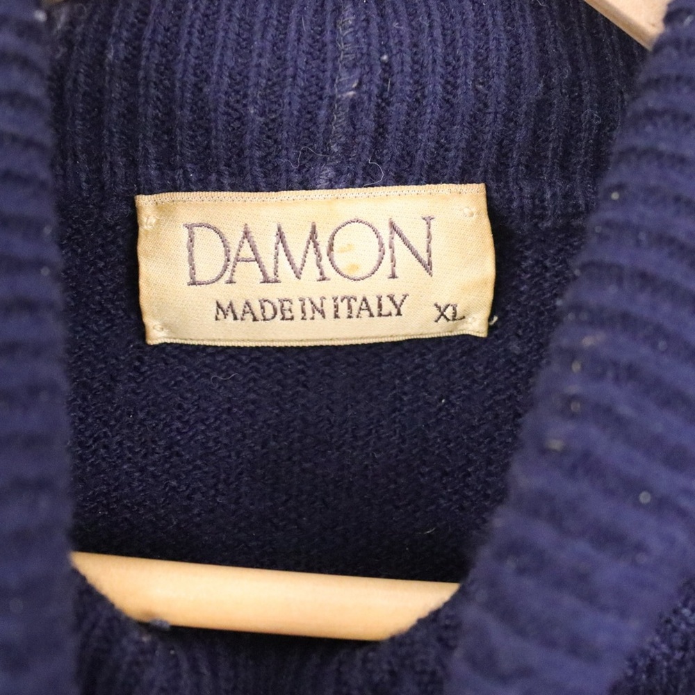 Vintage 1960’s Men’s Turtleneck Sweater Size XL Damon Navy Italian Made - Picture 4 of 4
